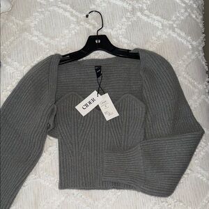 Women’s Cider Gray Two Piece Crop Chunky Knit Sweater